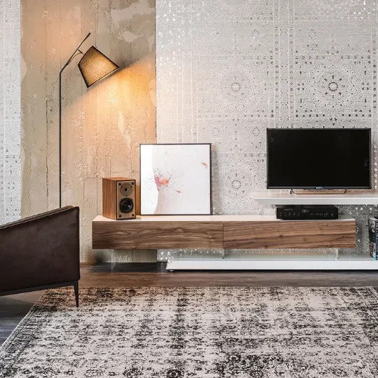 Cattelan Italia's Link TV stand in lacquered wood and Walnut.