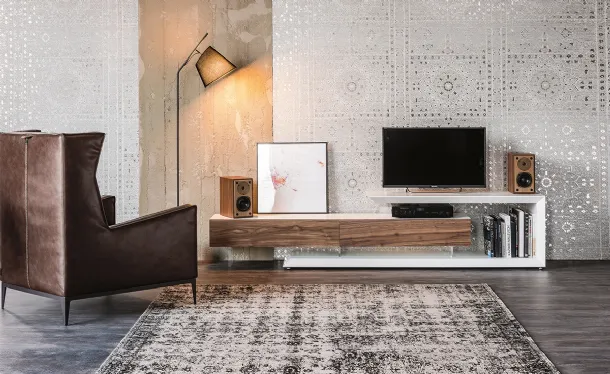 Cattelan Italia's Link TV stand in lacquered wood and Walnut.