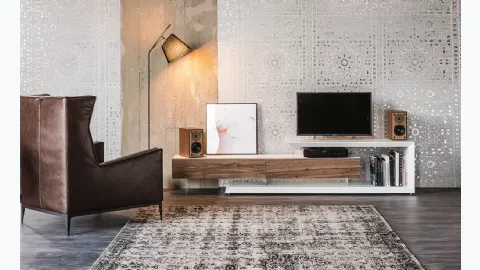 Cattelan Italia's Link TV stand in lacquered wood and Walnut.