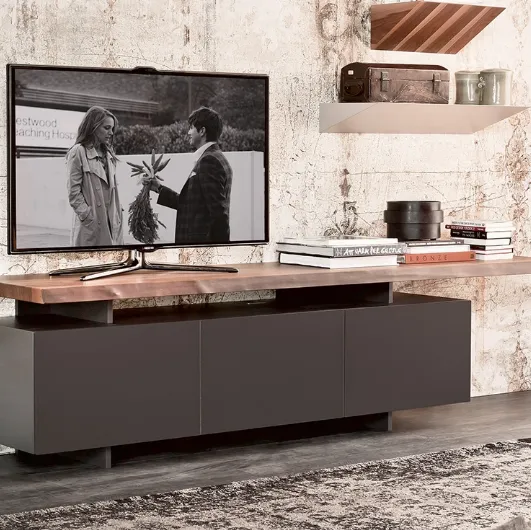 Seneca lacquered TV stand with a wooden top by Cattelan Italia.
