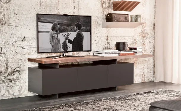 Seneca lacquered TV stand with a wooden top by Cattelan Italia.