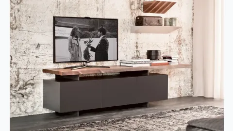 Seneca lacquered TV stand with a wooden top by Cattelan Italia.