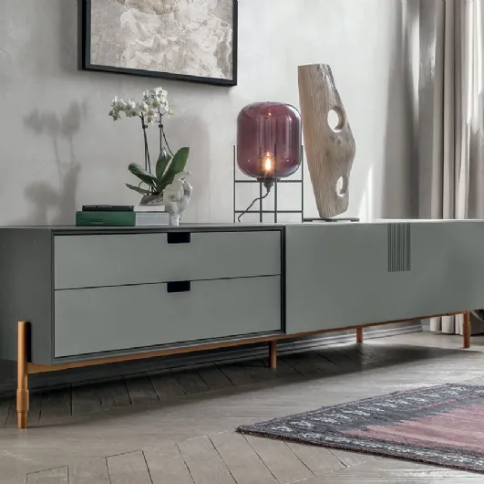 Mobile TV stand TIME UNIT TI 107 in basalt CDF by Tomasella
