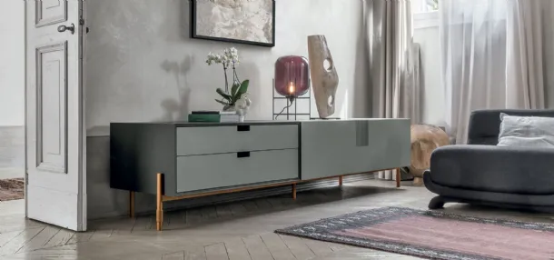 Mobile TV stand TIME UNIT TI 107 in basalt CDF by Tomasella