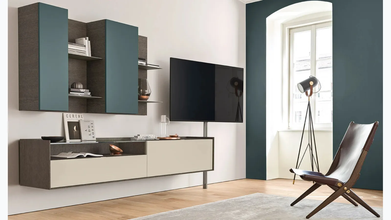 Mobile TV Video stand in lacquered finish by Sangiacomo.