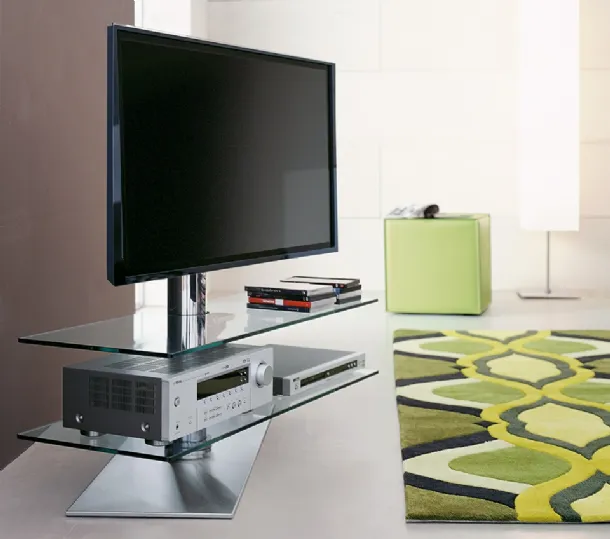 Vision TV stand in glass and steel by Cattelan Italia