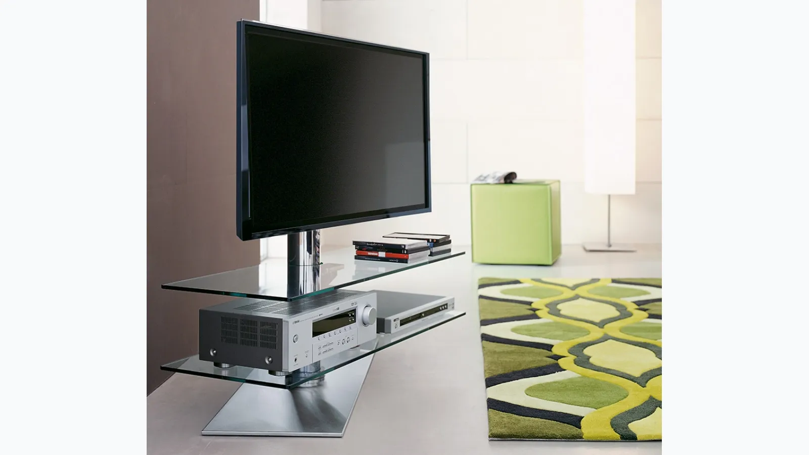 Vision TV stand in glass and steel by Cattelan Italia
