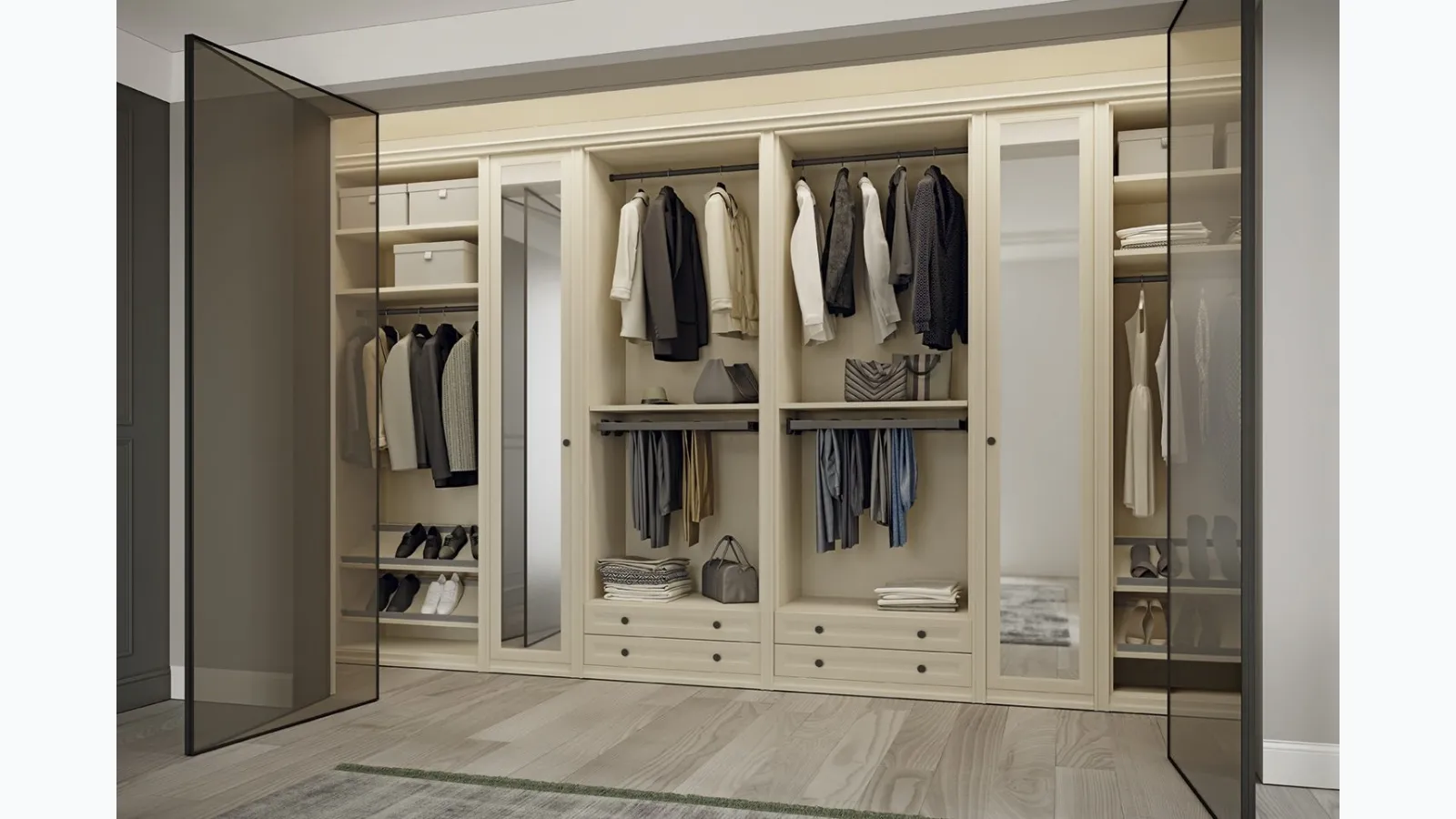 Arcadia AM014 walk-in closet by Colombini Casa.