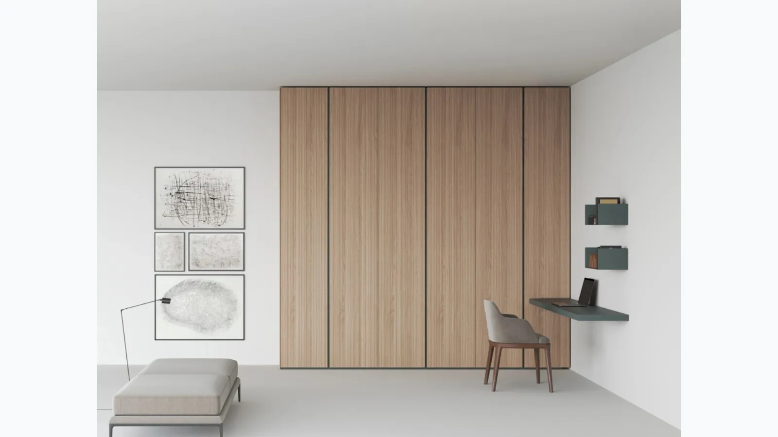 Freedhome Blind Corner wardrobe in oak canneté by Caccaro.