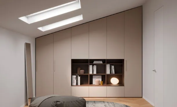 Sloping wardrobe with open compartments by Nardi Interni