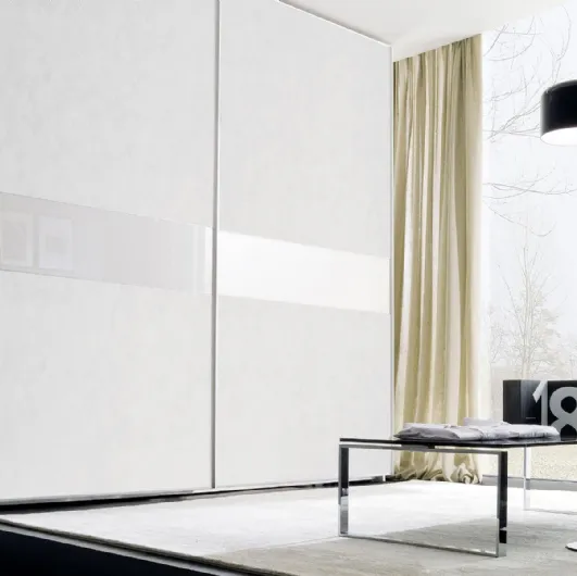 Wardrobe with sliding doors, white cement finish, Atlas model of S75.