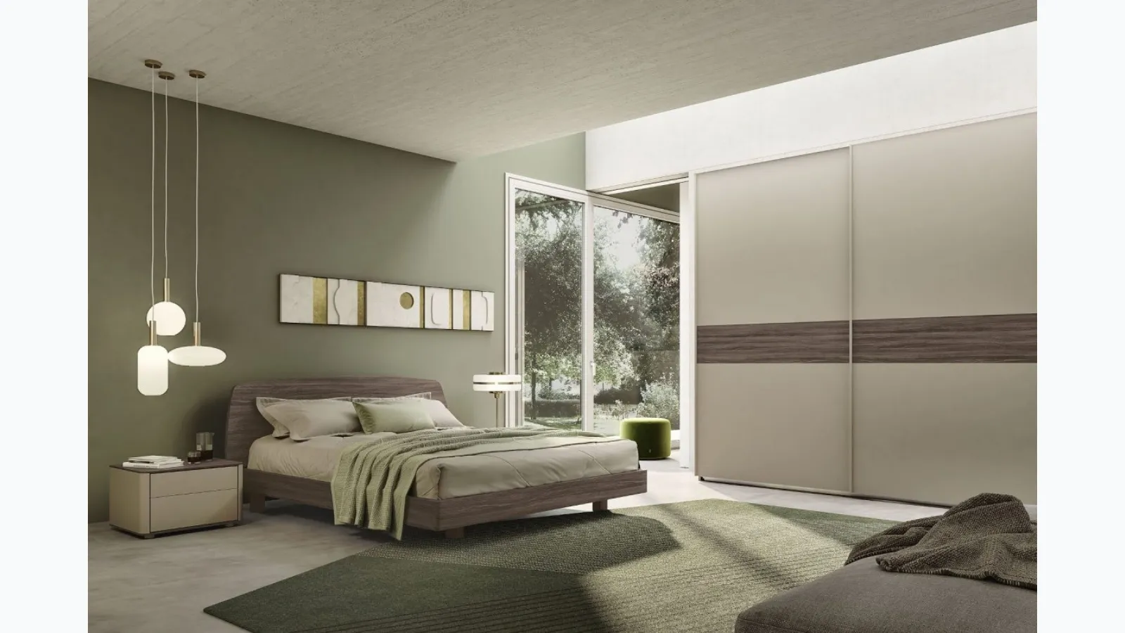 Wardrobe with sliding doors in crete finish. Atlas by S75.