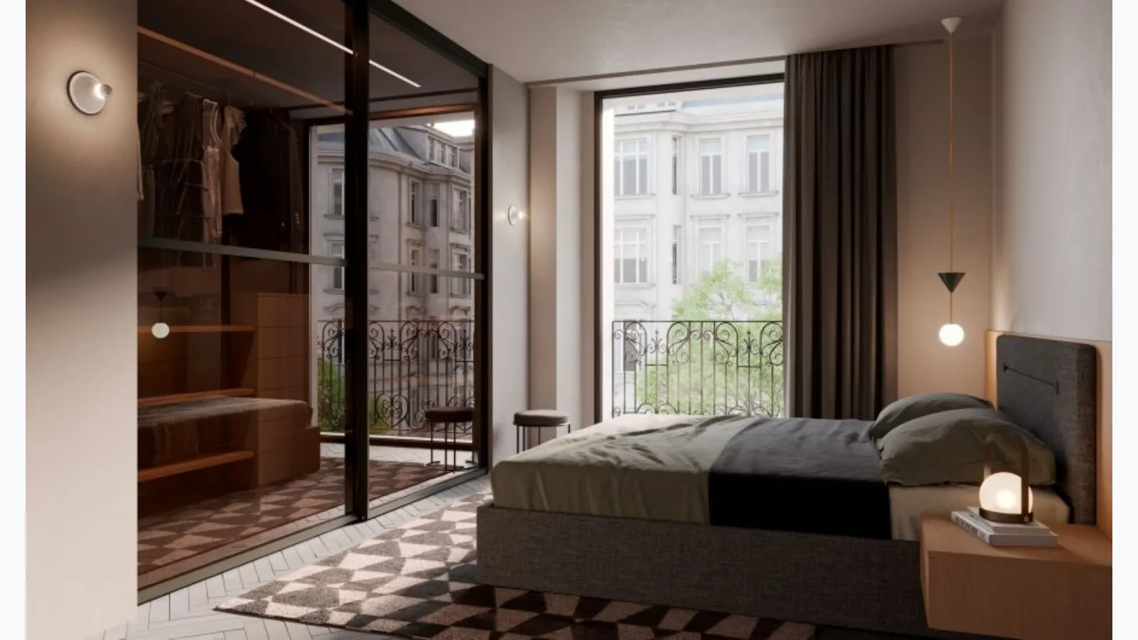Night 17 Walk-in Closet with sliding glass doors by Nardi Interni