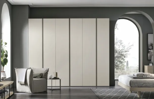 Wardrobe in matte chalk white Denver material by Tomasella