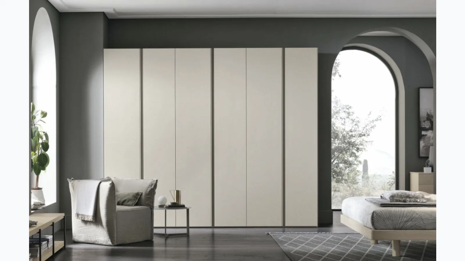 Wardrobe in matte chalk white Denver material by Tomasella