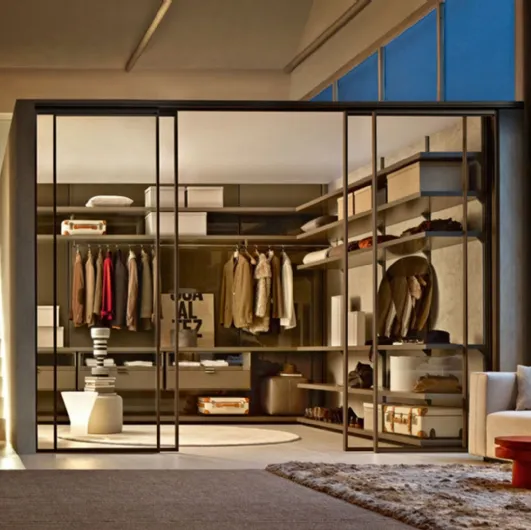 Walk-in wardrobe with sliding doors Dwell Gliss by Molteni & C