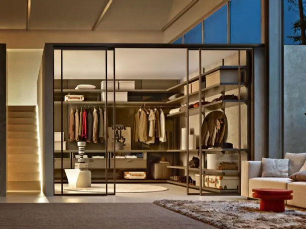 Walk-in wardrobe with sliding doors Dwell Gliss by Molteni & C