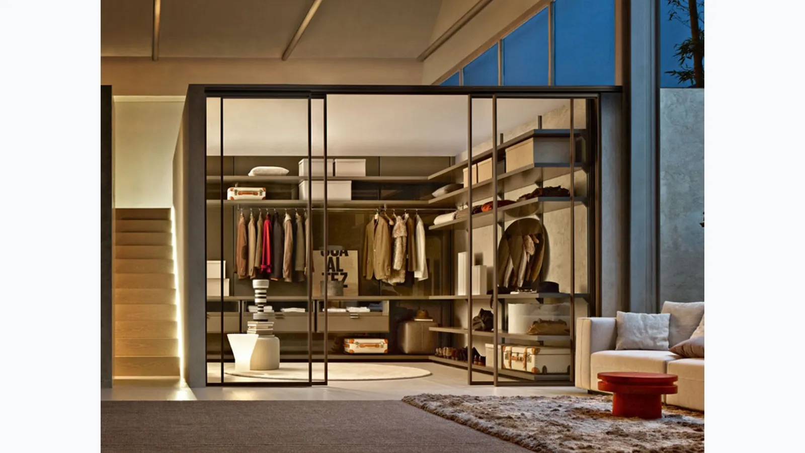 Walk-in wardrobe with sliding doors Dwell Gliss by Molteni & C