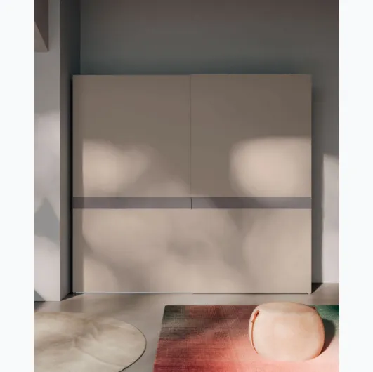 Eina sliding door wardrobe in tortora melamine by Orme.