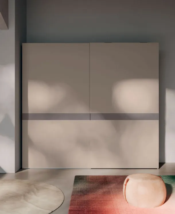 Eina sliding door wardrobe in tortora melamine by Orme.