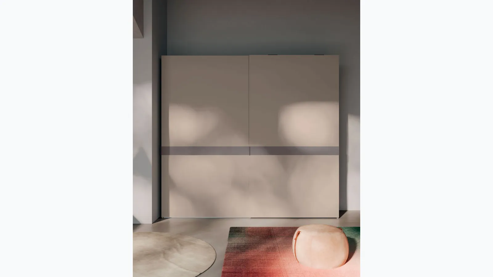 Eina sliding door wardrobe in tortora melamine by Orme.