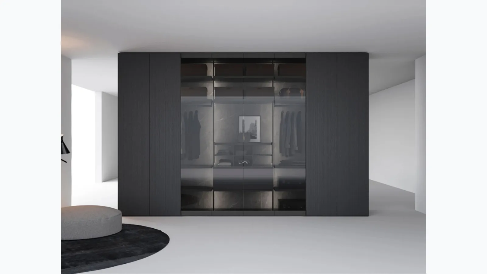 Freedhome Total Opening 50 Smoked Glass Wardrobe by Caccaro.