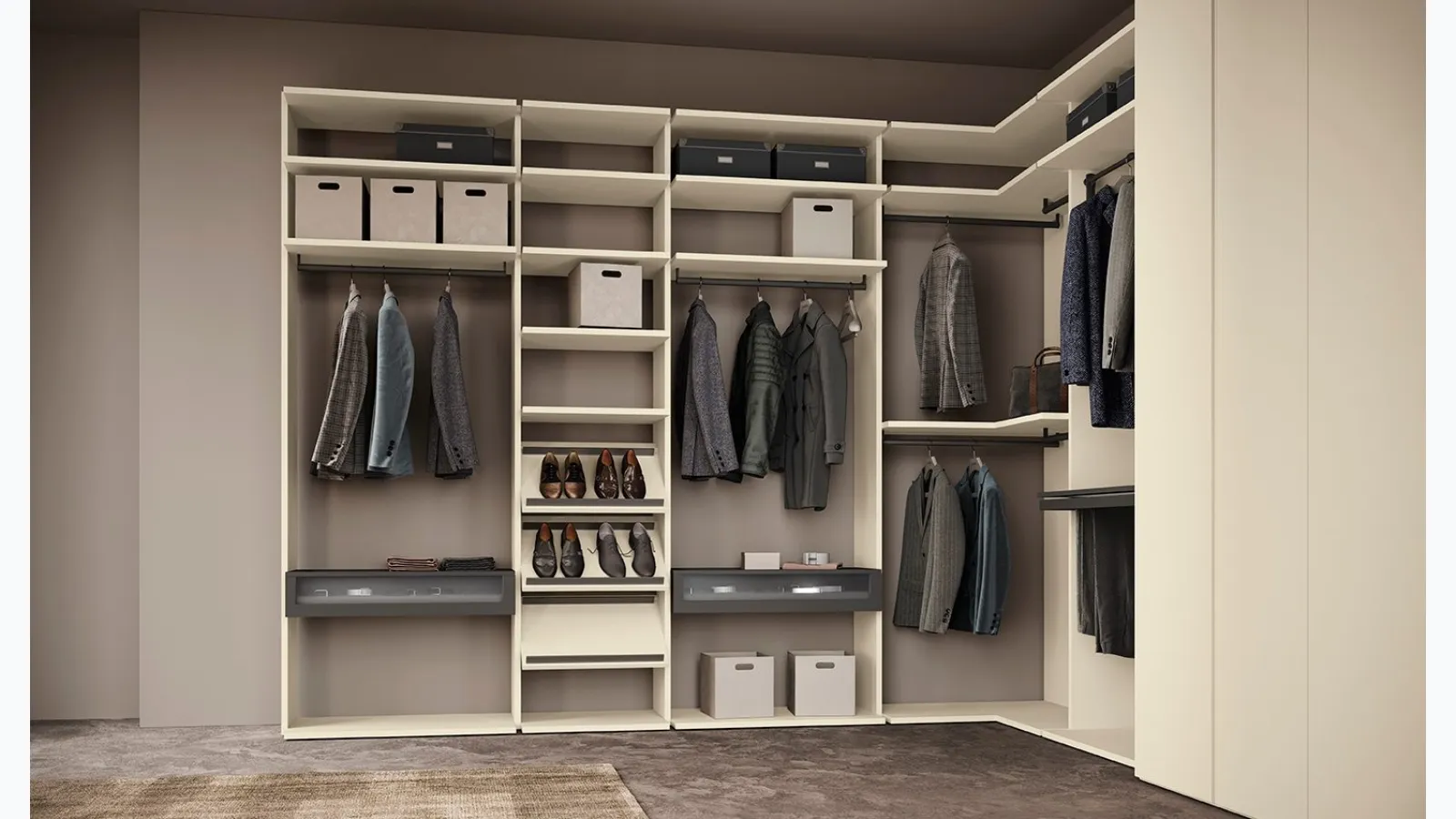 Golf Flexo U48 walk-in closet by Colombini Casa.