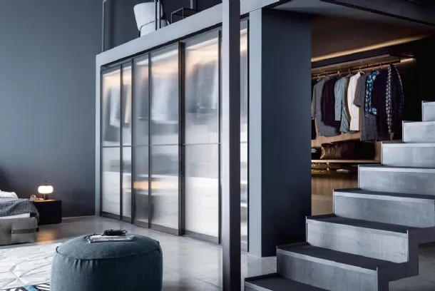 Sliding glass wardrobe Layer by Novamobili.