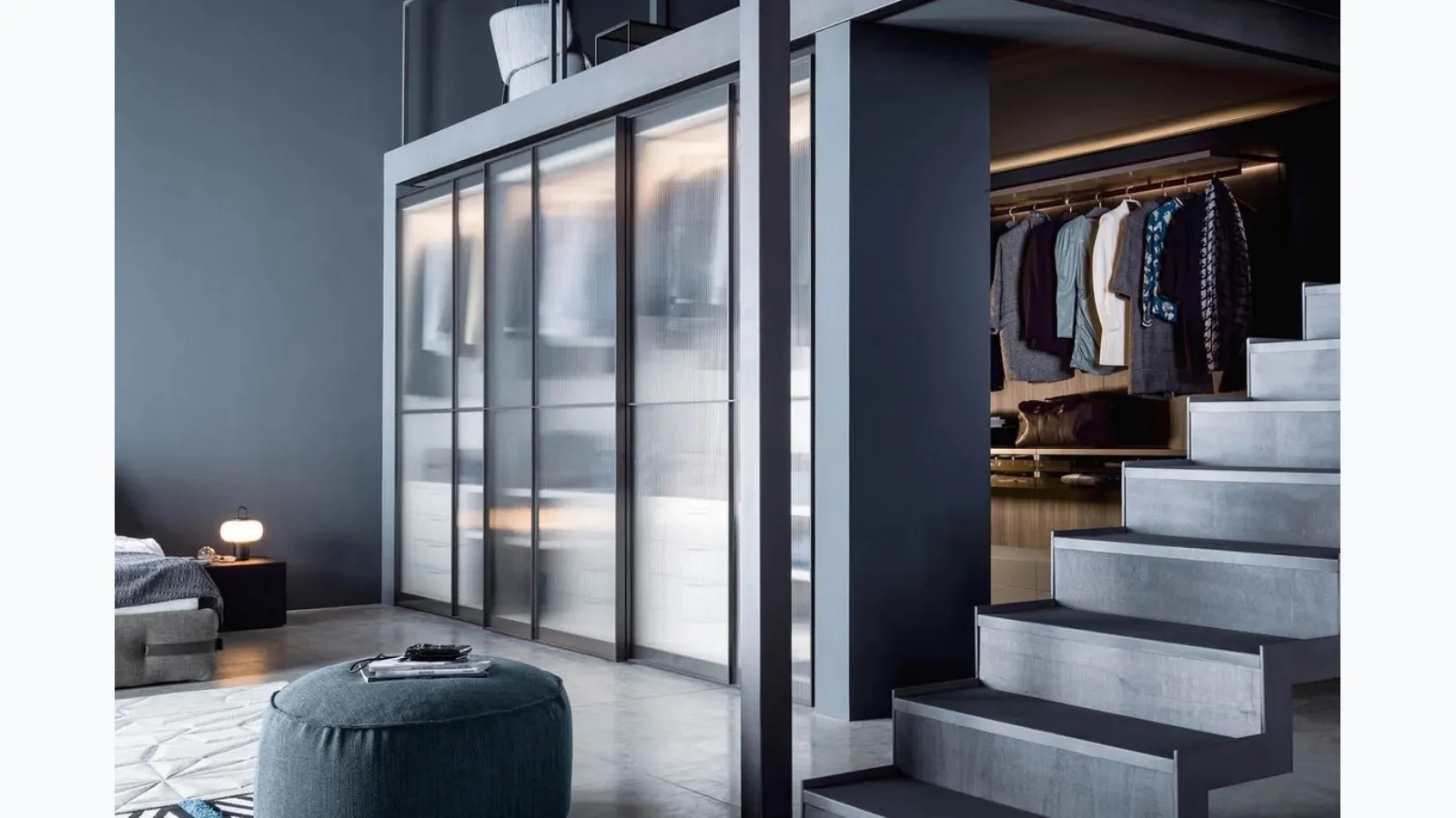 Sliding glass wardrobe Layer by Novamobili.
