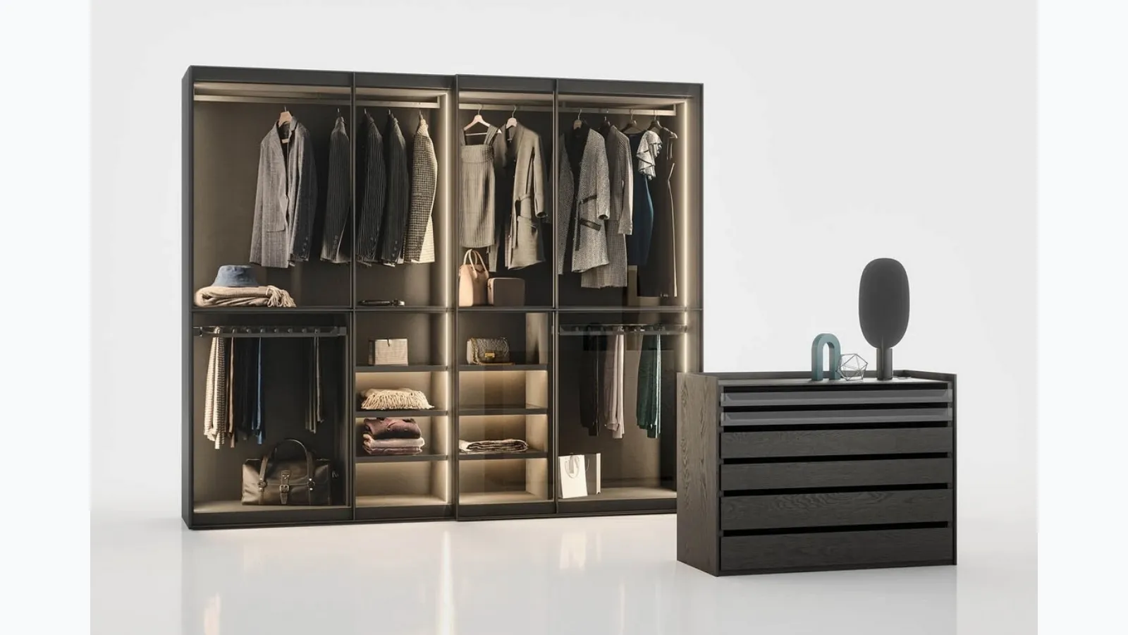 Sliding glass Layer wardrobe by Novamobili.