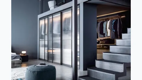 Sliding glass wardrobe Layer by Novamobili.