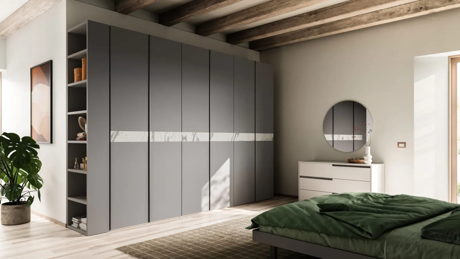 Lena 35 bespoke wardrobe with Orme marble insert.