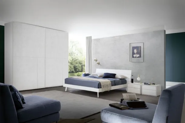 Wardrobe with sliding doors Line 1 Maxi in white cement finish by S75.