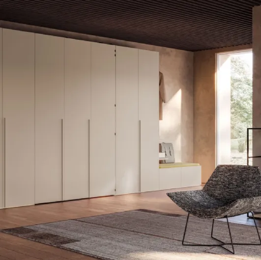 Smooth Home Office wardrobe in matte lacquered ecru by Orme.