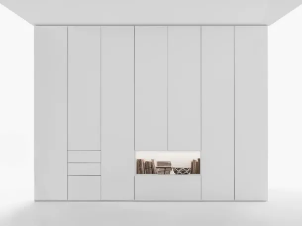Modular Freedhome wardrobe with drawers and niches by Caccaro.