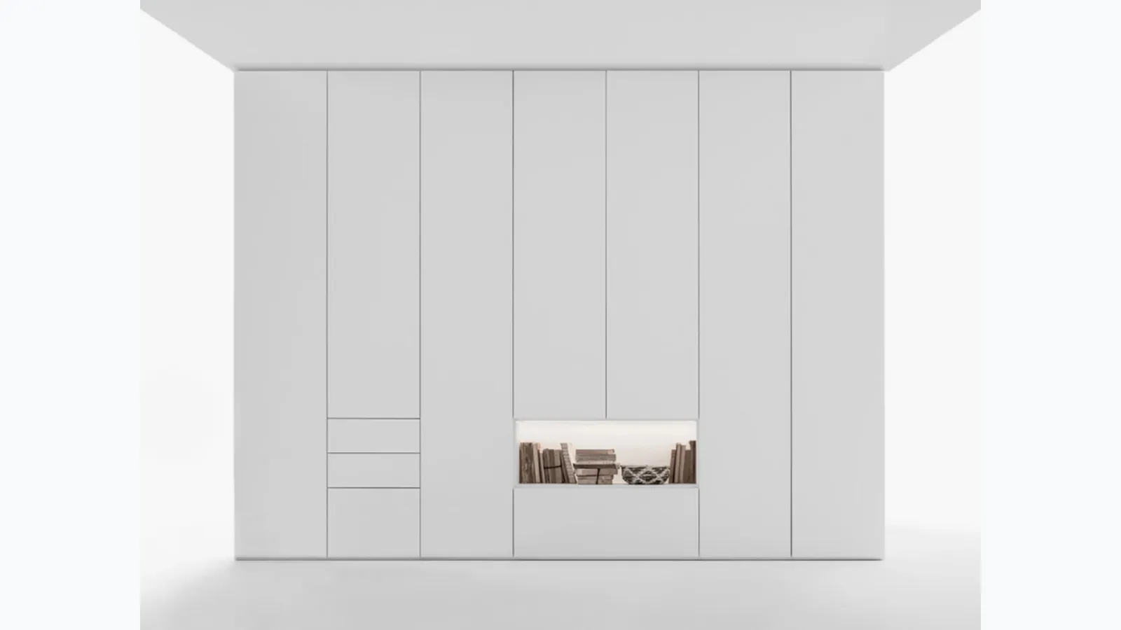 Modular Freedhome wardrobe with drawers and niches by Caccaro.