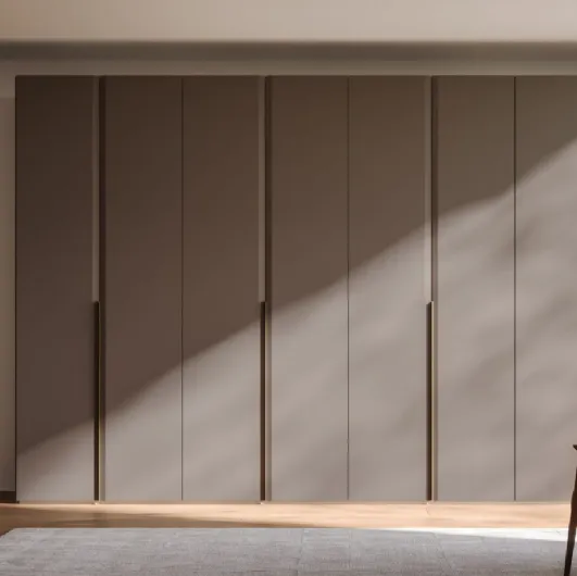 Night 01 swinging door wardrobe in matte lacquered Earth by Orme.