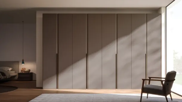 Night 01 swinging door wardrobe in matte lacquered Earth by Orme.