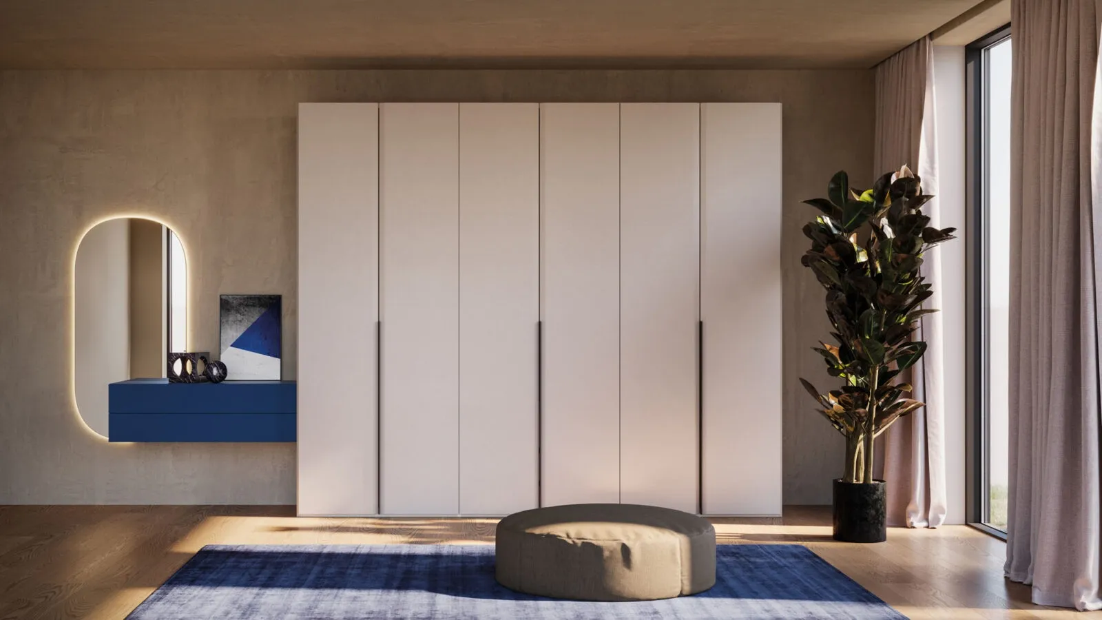 Night 02 swinging door wardrobe in melamine Dekor Alaska by Orme