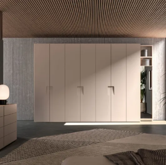Night 03 wardrobe with swinging doors in matte lacquered Ecru by Orme.