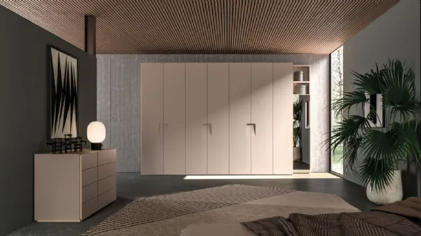 Night 03 wardrobe with swinging doors in matte lacquered Ecru by Orme.