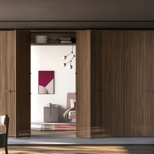 Night 04 hinged door wardrobe in Orme's terracotta material.