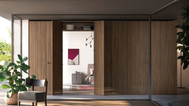 Night 04 hinged door wardrobe in Orme's terracotta material.
