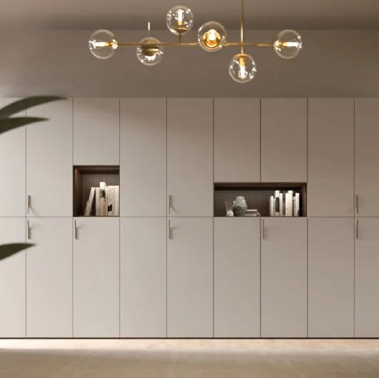 Night 09 swing door wardrobe in sand matte lacquer by Orme.