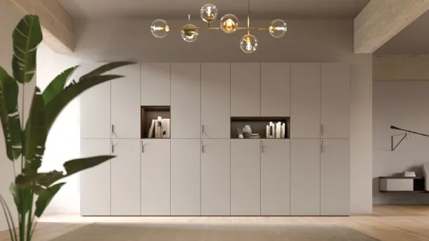 Night 09 swing door wardrobe in sand matte lacquer by Orme.