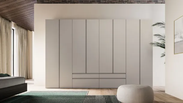 Night 12 swing door wardrobe in Matte Sand lacquered finish by Orme.