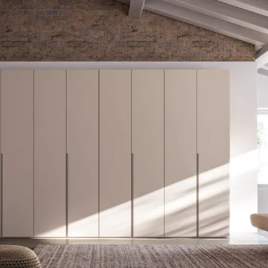Night 13 swinging door wardrobe in Tortora melamine by Orme.