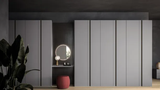 Night 14 hinged door wardrobe in matte Basalt lacquer by Orme