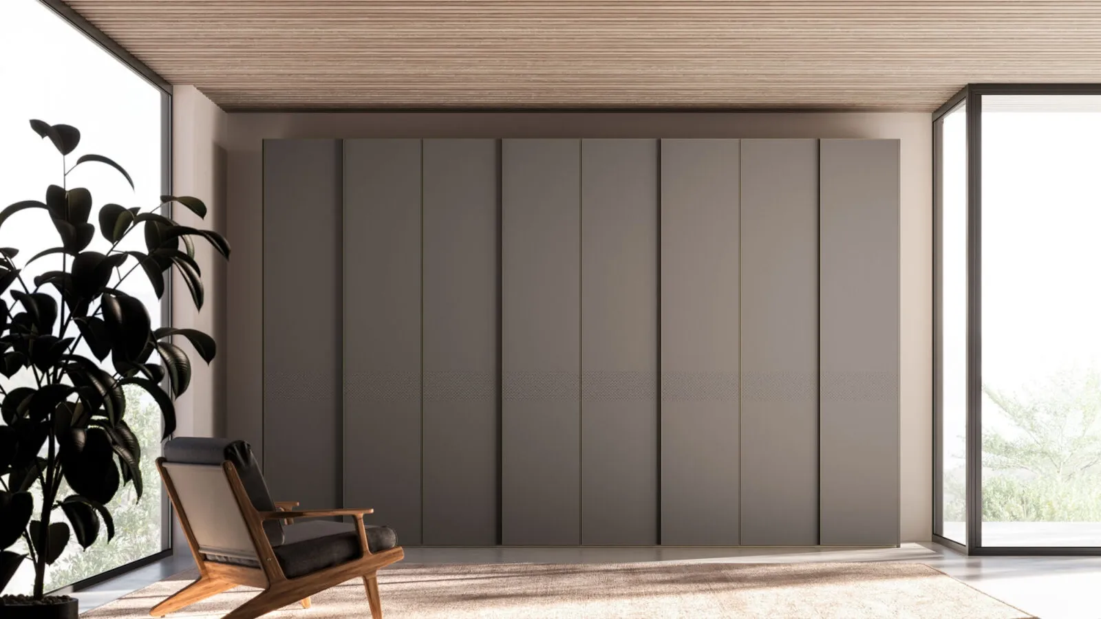 Night 20 swing door wardrobe in matt lacquered Anthracite by Orme.