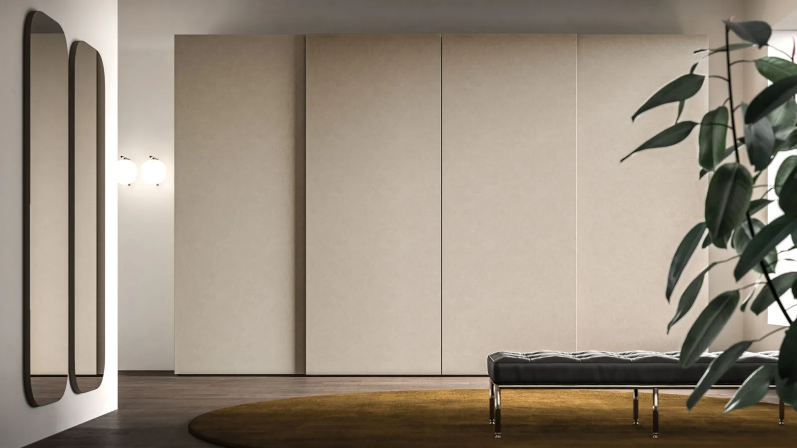 Night 28 sliding door wardrobe in Avana melamine dekor by Orme.